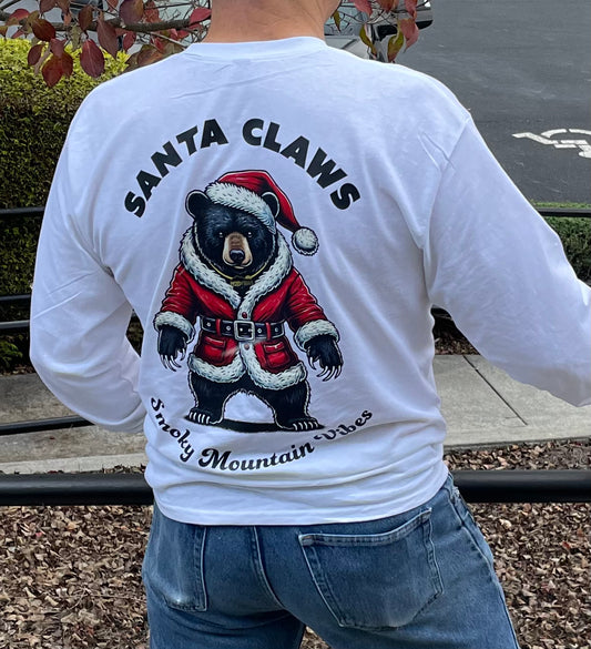 Santa Claws - Smoky Mountain Vibes WHITE Long Sleeve T-shirt