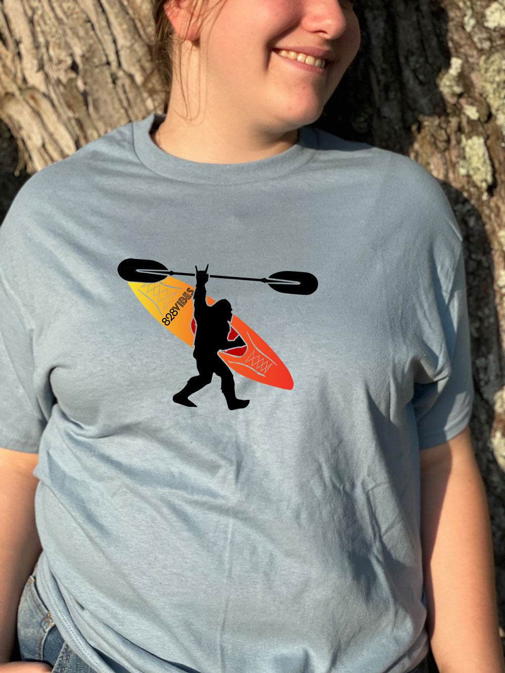 Bigfoot and Kayak on SS T-shirt